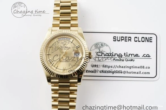 MiroTime 0505 Comfortable DayDate 40 YG JDF Gain Weight 904L Steel YG Dial Roman Markers on President Bracelet A2836 V 1821